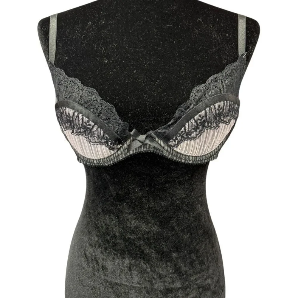 Agent Provocateur Black Pink Lace Bra 36C Knickers Forever Elegant